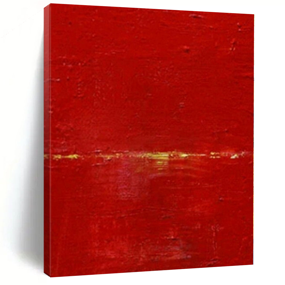 Bold Red with Subtle Gold "Vibrant Minimalism" Abstract Painting On Canvas PS1089
