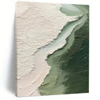 “Green - White - Light Green Textured Abstract” - Minimalist Abstract Painting On Canvas PT1382