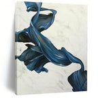 “Blue - White Abstract Flowing Ribbons” - Graceful Abstract Painting On Canvas PS0349