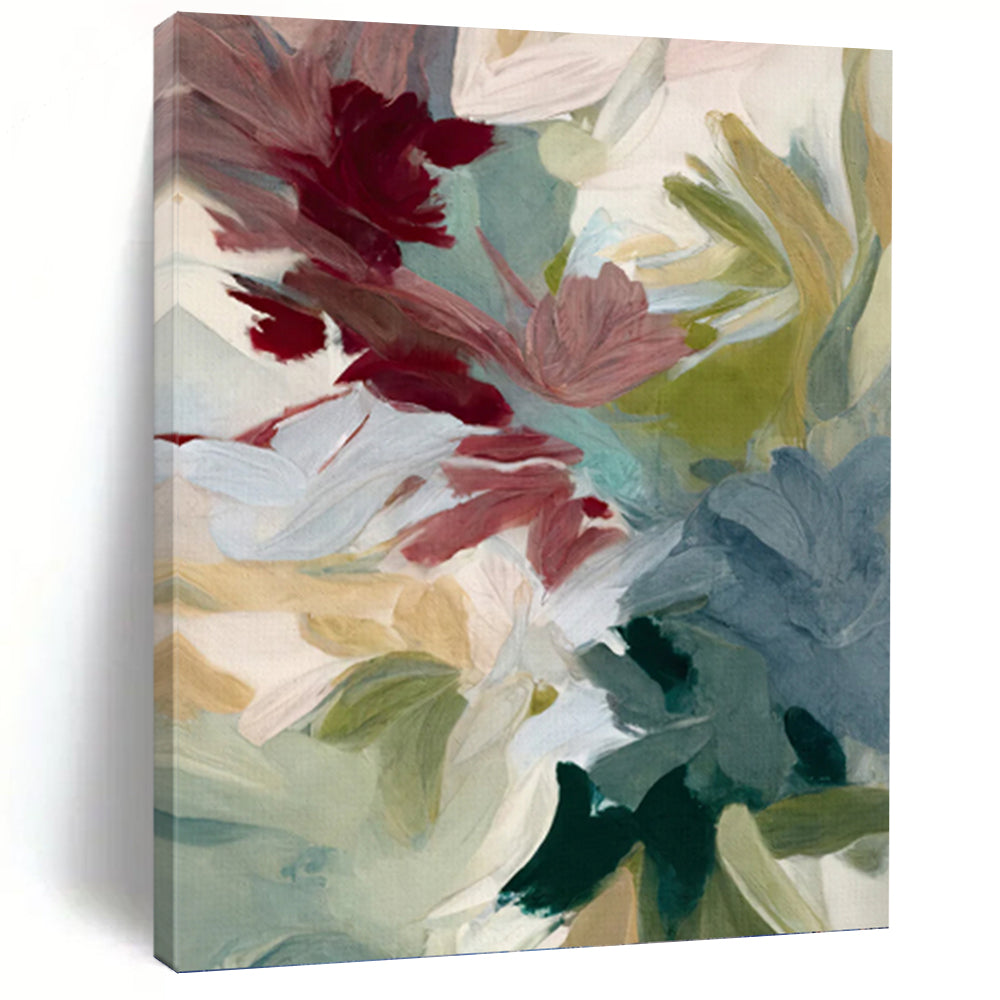 “Muted Color Flower Abstract” - Minimalist Floral Painting On Canvas PT1351