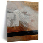 “Textured Wood Abstract” - White & Black on Brown Background Painting On Canvas DS185
