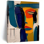 Color - Blocked Abstract Face, Picasso - Style Cubism, Portrait Painting On Canvas PT2125