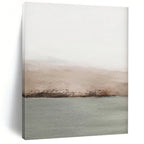“Tiny Gray - Beige Watercolor Hills and Lake” - Watercolor Painting On Canvas PT2062