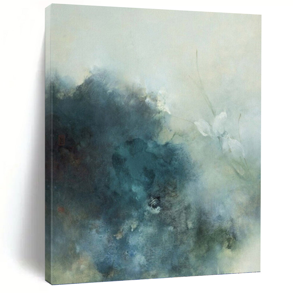 “Soft Blue - Grey Mist: Ethereal Abstract” - Dreamy Watercolor - Style Art On Canvas PT0948
