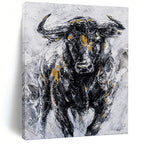 “Gilded Bull Portrait” Painting On Canvas PT1455