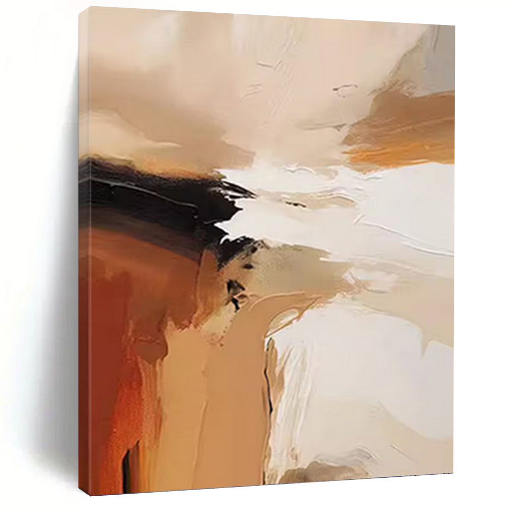 “Beige - Brown - White Abstract Flows” - Fluid Abstract Painting On Canvas PT1243