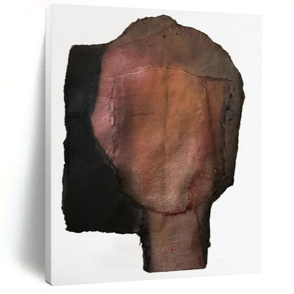 “Moody Collage Head” - Mixed - Media Collage Painting On Canvas PT2227