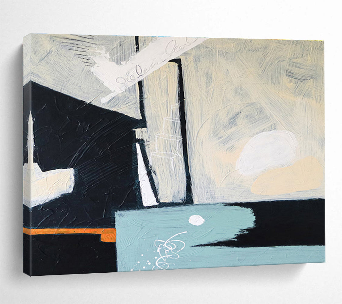 “Monochromatic Geometric Abstract” - Geometric Abstract Painting DKS546