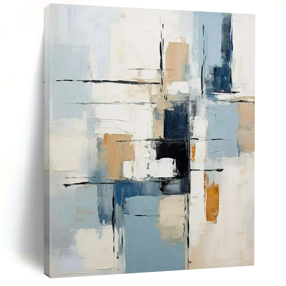 “Blue - Gold Abstract” - Abstract Expressionist Painting On Canvas PT2342