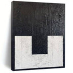 Textured Black and White "Minimalist Contrast" Abstract Painting On Canvas PS1077