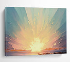 Radiant Dawn - Abstract Sunrise Oil Painting, Perfect for Studio & Lounge DKS665
