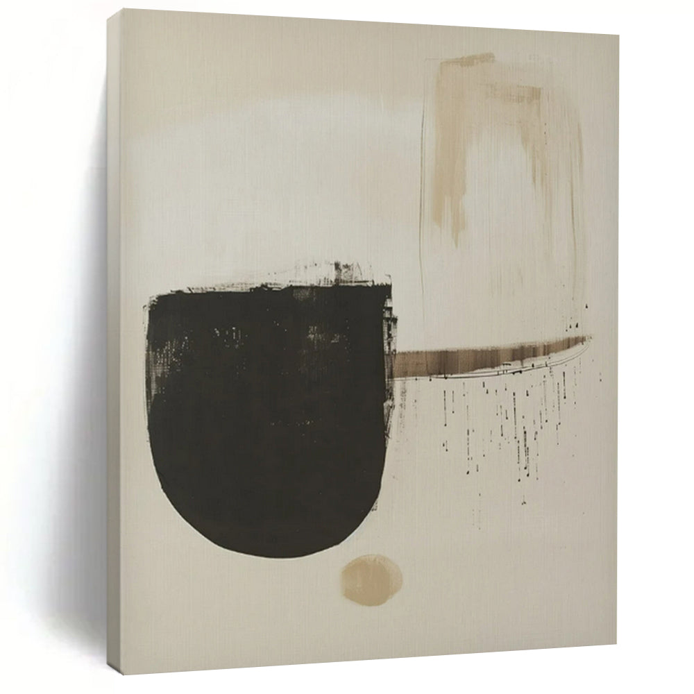 Beige and Black Abstract Shapes, "Neutral Forms" – Abstract Geometric Painting On Canvas PS0935