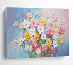 “3D Pastel Flower Bouquet” - Sculptural Floral Painting On Canvas PT210