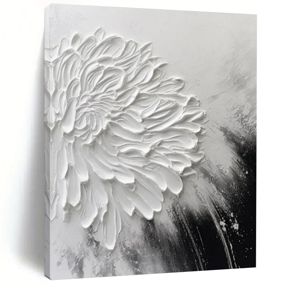 “Textured White Flower” - Impasto Minimalist Painting On Canvas PT2216
