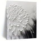 “Textured White Flower” - Impasto Minimalist Painting On Canvas PT2216