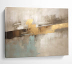 “Gold Strokes & Neutral Blends” - Abstract Color Field - Painting On Canvas PT1714
