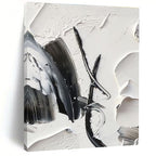 “Textured Black - White Abstraction” - Black, White Abstract Minimalist Painting On Canvas PS0702
