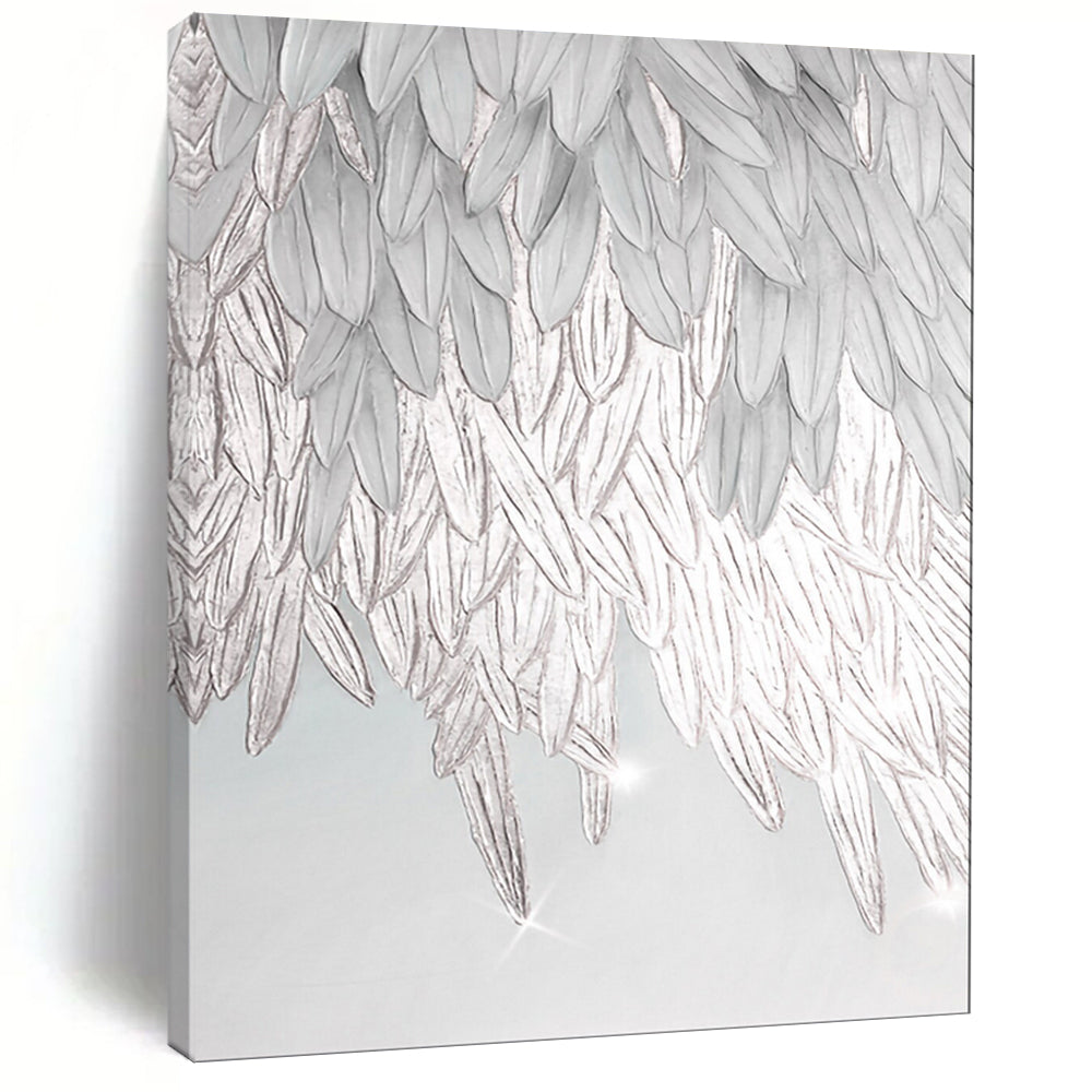 “Silver Feathery Wings” - Realistic - Abstract Painting On Canvas PT2019