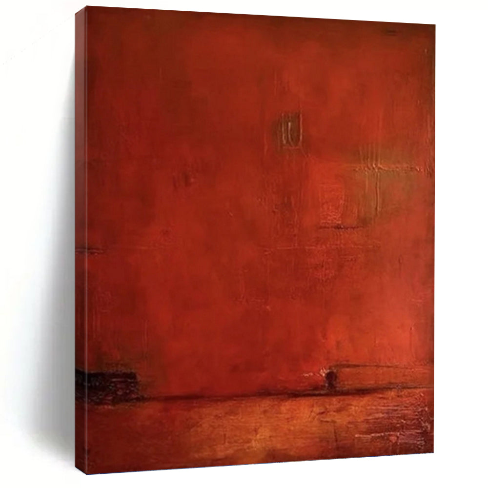 “Deep Red Solid Tone” - Minimalist Abstract Painting On Canvas PT1117