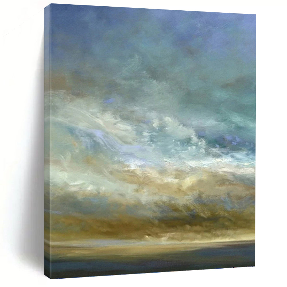 “Sky and Sea: Soft Tones Landscape” - Serene Impressionistic Art On Canvas PT0953