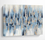 “Blue and Gold Abstract Strokes” - Abstract Acrylic Painting, Ideal for Living Room & Office DKS601