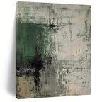 Green, Gray & Black Abstract Strokes "Urban Jungle" Painting On Canvas PS0859
