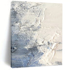 “White - Blue Textured Abstract” - Textured Abstract Painting On Canvas PT1265