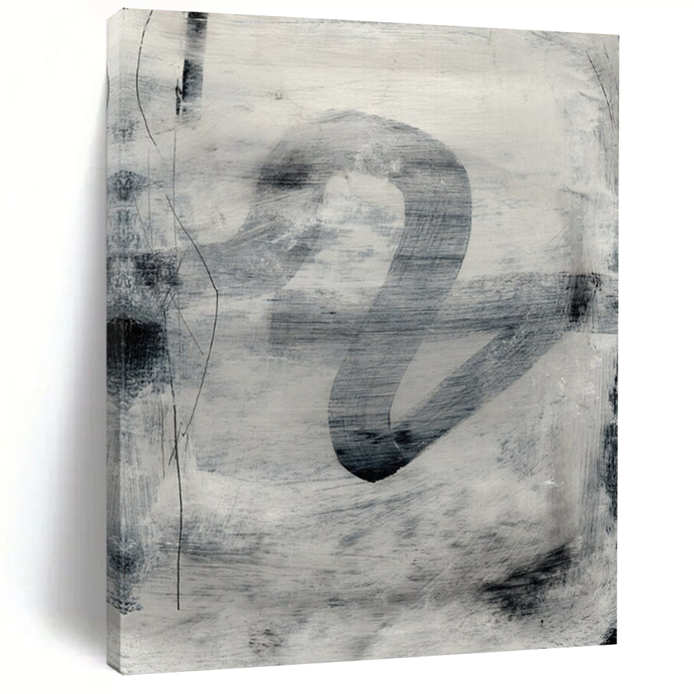 “Monochrome Abstract Flow” - Black & White Dynamic Forms Painting On Canvas DS189