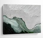 “Textured White - Green Abstraction” - White, Green & Black Abstract, Impasto Acrylic Painting On Canvas DKS744