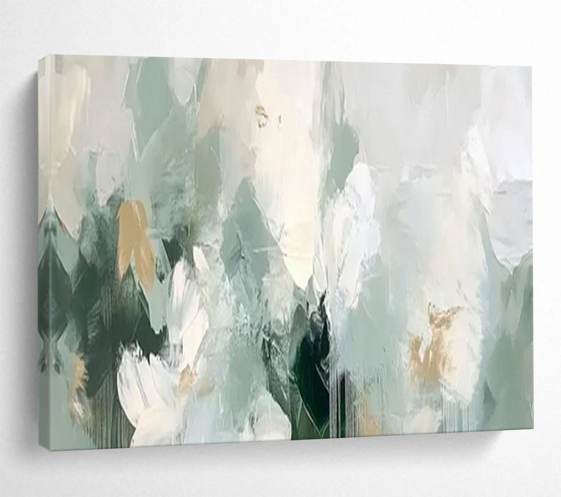 “Soft Greens & Abstract Brushstrokes” - Abstract Landscape - Inspired Painting On Canvas PT1693