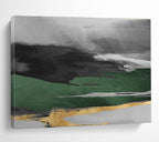 “Green and Gold Abstract Landscape” - Abstract Landscape Painting, Ideal for Dining Room & Entryway DKS606
