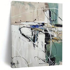 “Black - White - Blue Abstract Chaos” - Abstract Expressionist Painting On Canvas PT2297