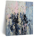 Light Blue, Pink, Gray, Gold with Textured Strokes "Ethereal Drizzle" Abstract Painting On Canvas PS1404