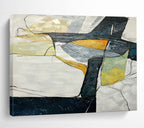 “Geometric Abstract Coastal in Blacks, Whites & Colors” - Modern Cubist - Inspired Oil Painting On Canvas PT038