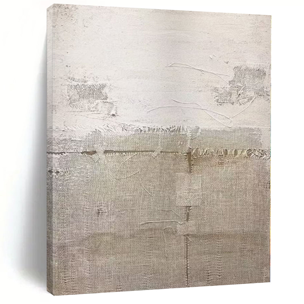 “Beige - White Textured Abstract” - Minimalist Abstract Painting On Canvas PS0114