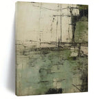 “Green - Gray Textured Abstract” - Rustic Abstract Painting On Canvas PS0160