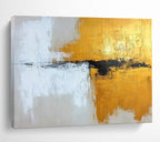 “Gold, White, Black Abstract Textures” Impasto Abstract Painting On Canvas PT1803