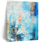 “Blue and Gold Abstract Flow” - Abstract Expressionist Painting On Canvas PS0015