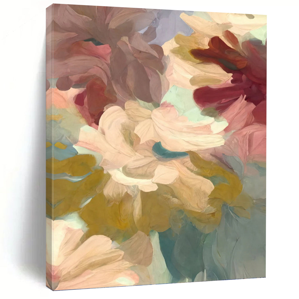 “Pastel Flower Abstract” - Minimalist Floral Painting On Canvas PT1353