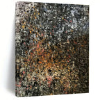 “Dark - Hued Textured Abstract” - Black, Orange, Pink Abstract Painting On Canvas PS0462