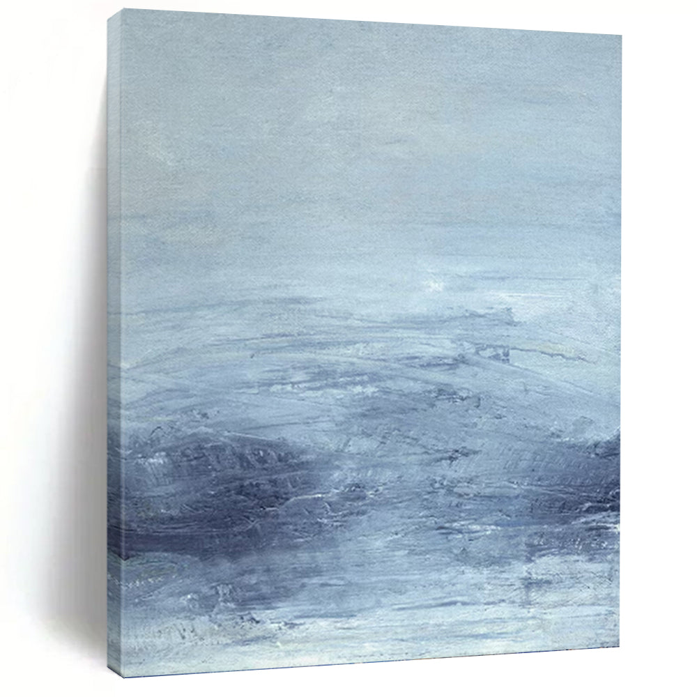 “Soft Blue Hues: Ethereal Landscape” - Serene Impressionistic Art On Canvas PT0968