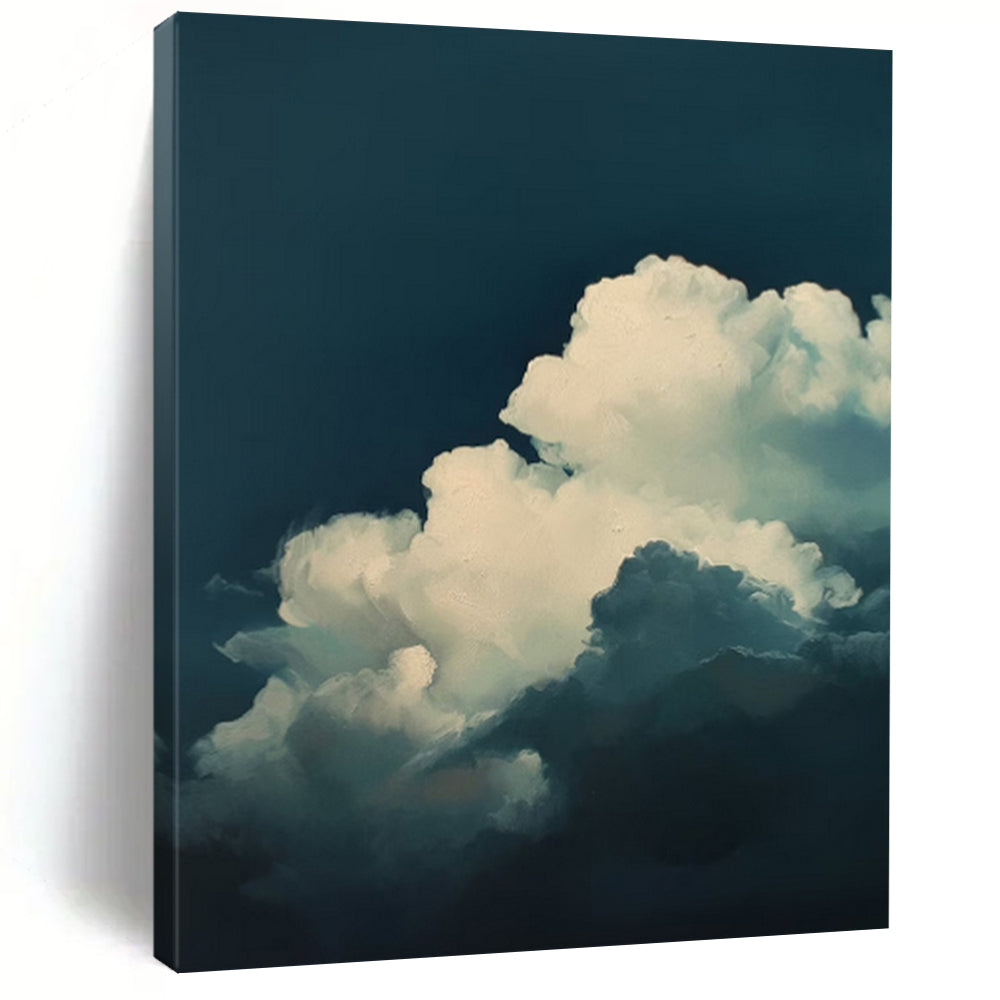 “Blue - White Serene Clouds” - Impressionistic Sky Painting On Canvas DS015