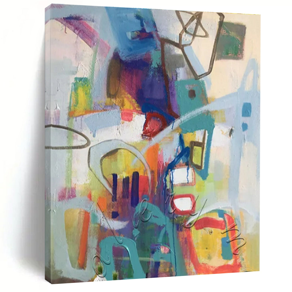 Colorful Abstract Shapes, "Urban Melody" – Contemporary Abstract Painting On Canvas PS0887