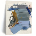 Blue, Gray, Gold, Red Dynamic Shapes “Urban Symphony” - Painting On Canvas PS0804