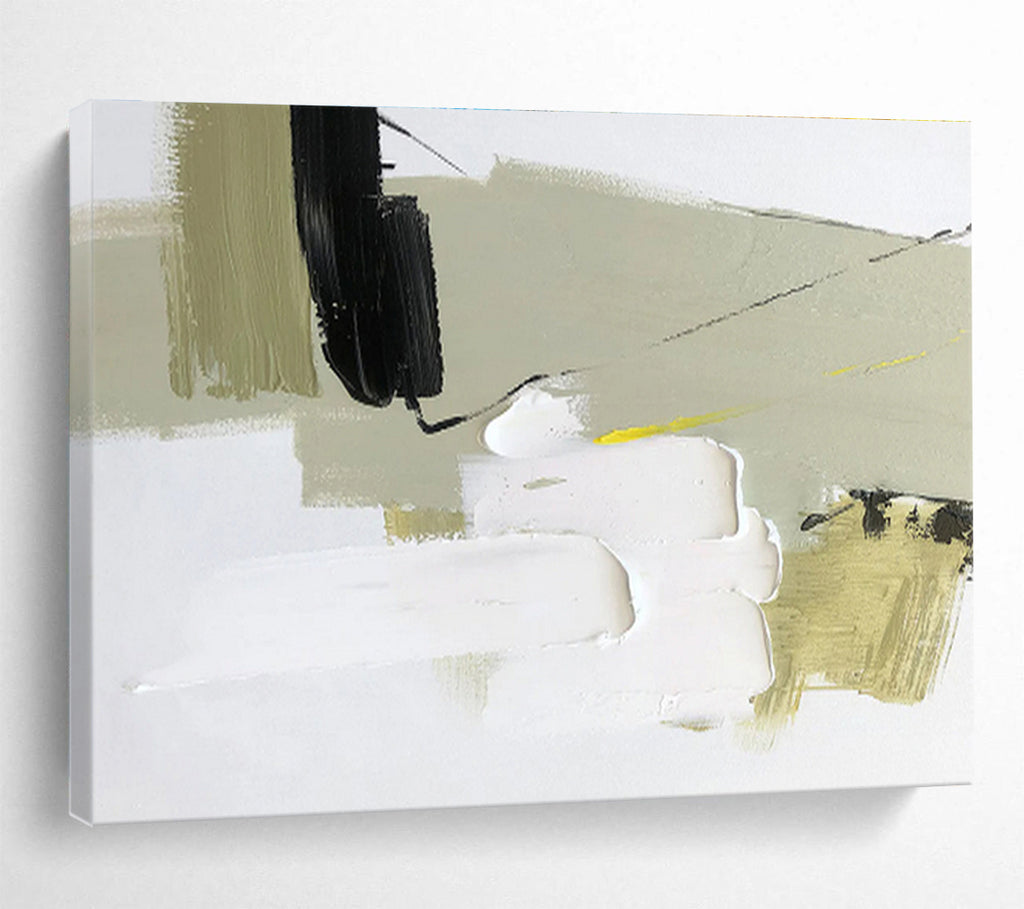 Soft Greens and White Layers - Subtle Abstract Painting On Canvas DKS314
