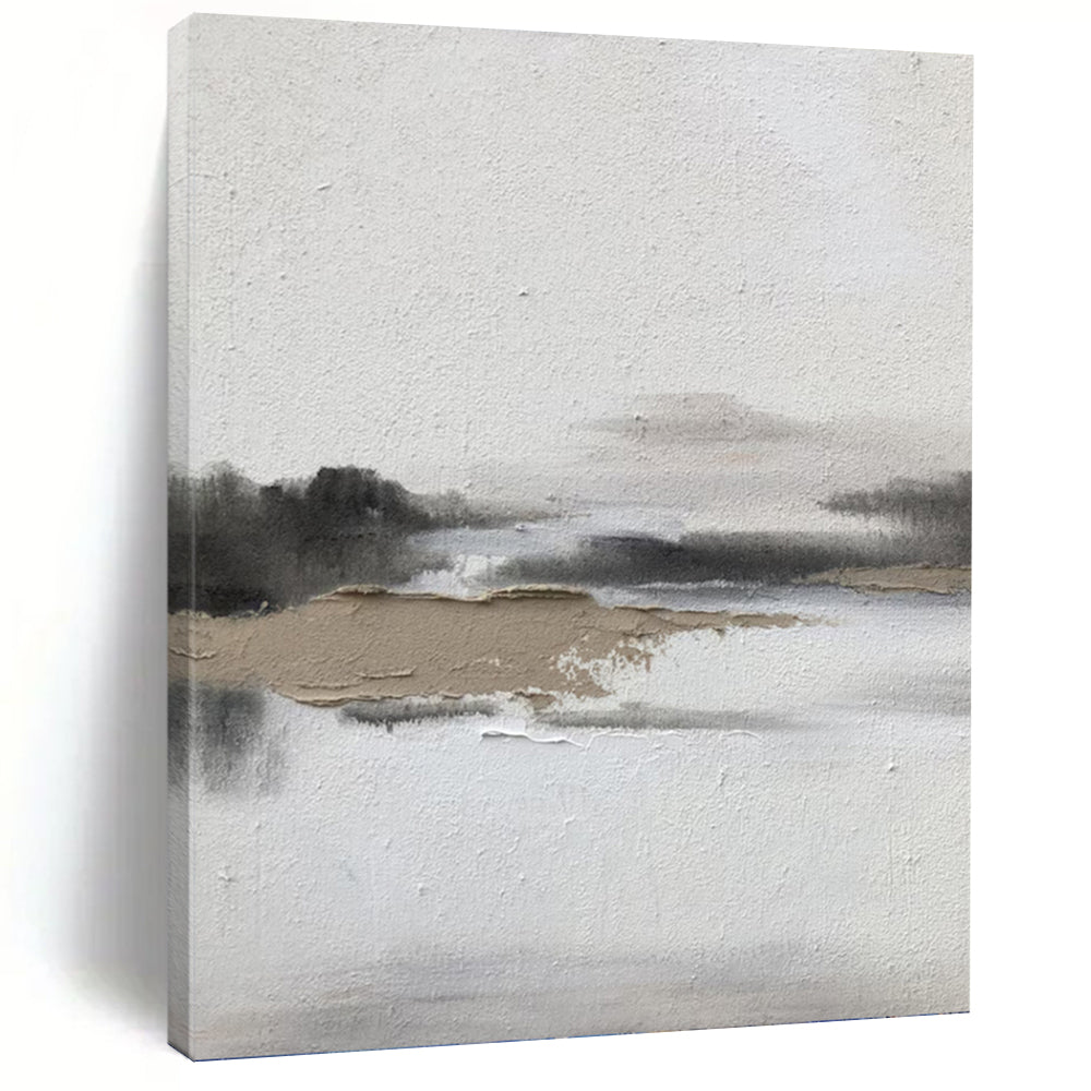 “Textured Landscape in Gray” - Landscape, Textured - Styled Painting On Canvas PT1672