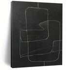 “Black - White Geometric Collage” - Textured Abstract Painting On Canvas PT1150