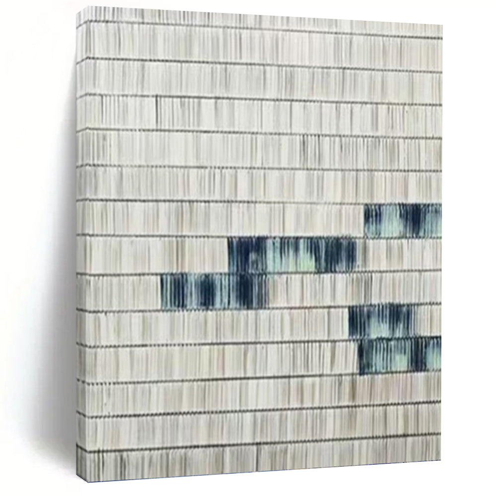 “Grey and Blue Striped Textures” - Minimalist Abstract Painting On Canvas PT1033