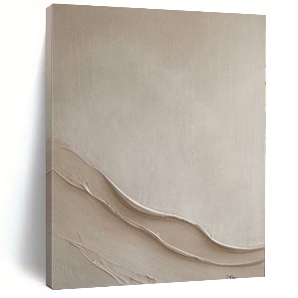 Textured Beige Waves "Subtle Flow" Impasto Painting On Canvas PS1093