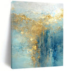 Blue, Gold, and Teal Flowing, "Celestial Current" – Abstract Fluid Painting On Canvas PS1010
